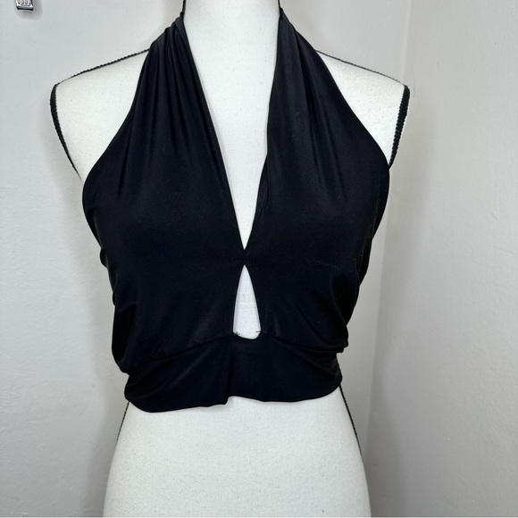 Saints Womens Halter Top Blouse Backless‎ Black Size Medium - Picture 1 of 7